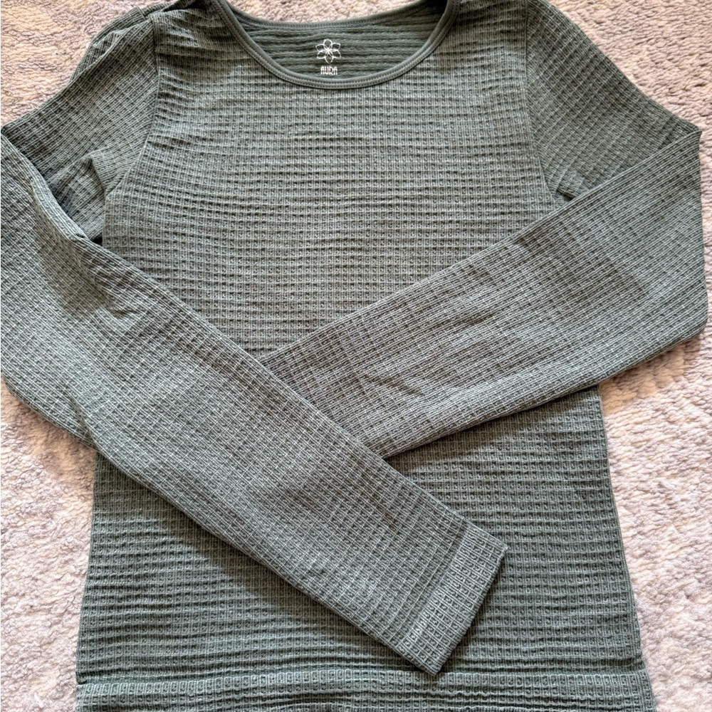 Aura Olive Textured Long Sleeve Shirt